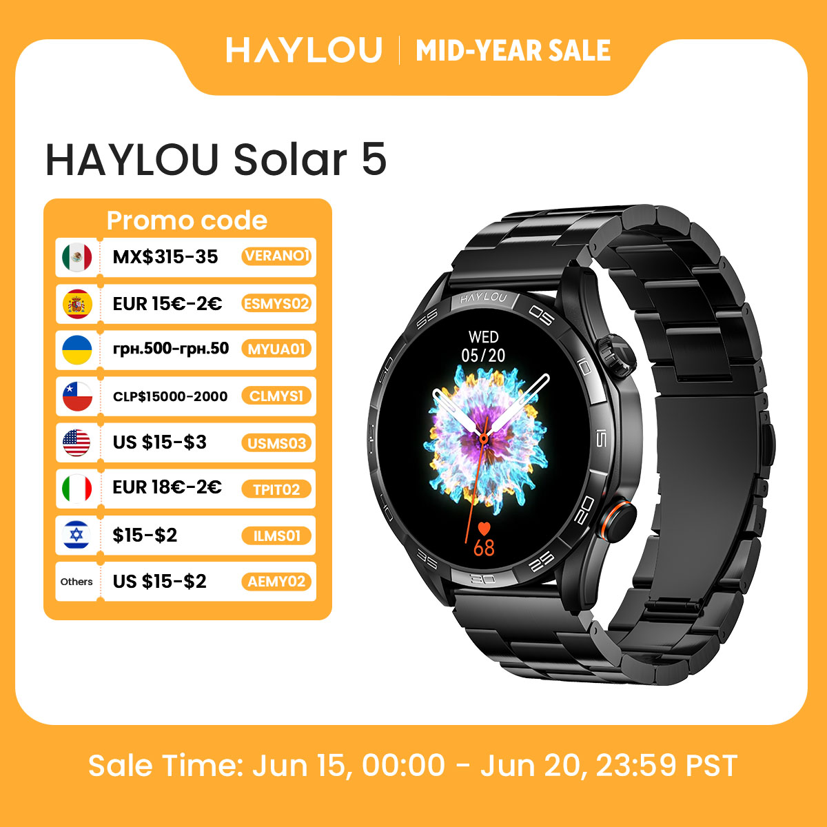 Italian Jewelry Watches - HAYLOU Solar 5 Voice Calling Smartwatch