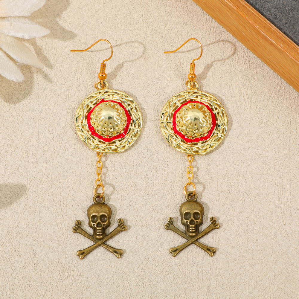 Drop Earrings - One Piece Luffy Anime Skull Dangle