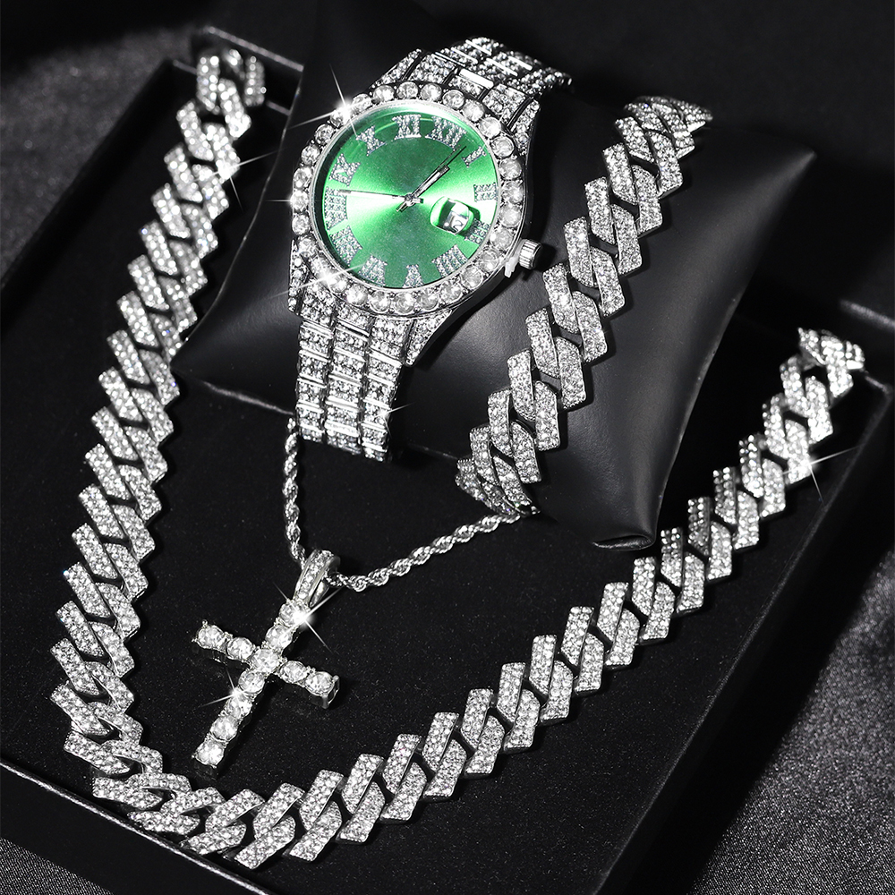 Icebox Jewelry Watches - Iced Out Luxury Popular set Watch+Bracelet+Necklace