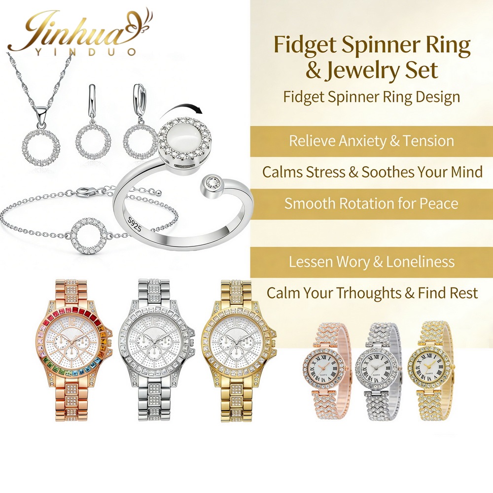 Fine Jewelry Watches Women - Fidget Spinner Ring Watch Jewelry Set