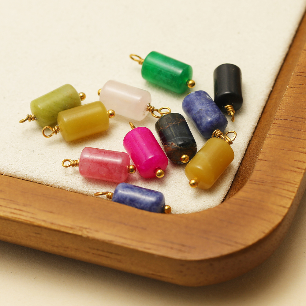 Drop Earrings - 10pcs Stainless Steel Natural Stone Charms