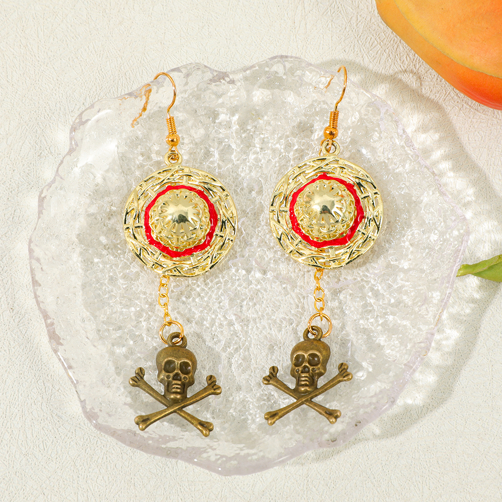 One Piece Luffy Anime Skull Da - Drop Earrings のレビューと価格