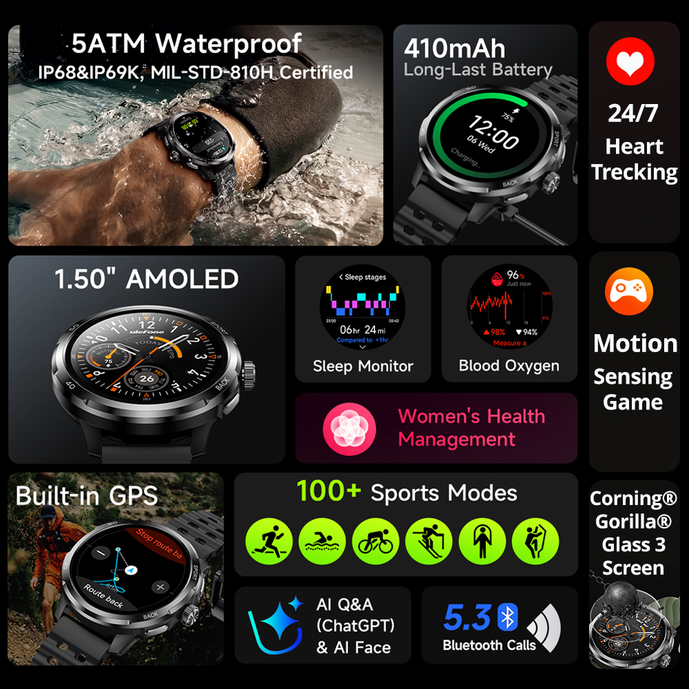 Ulefone Armor Watch Pro Smartw - Italian Jewelry Watches のレビューと価格