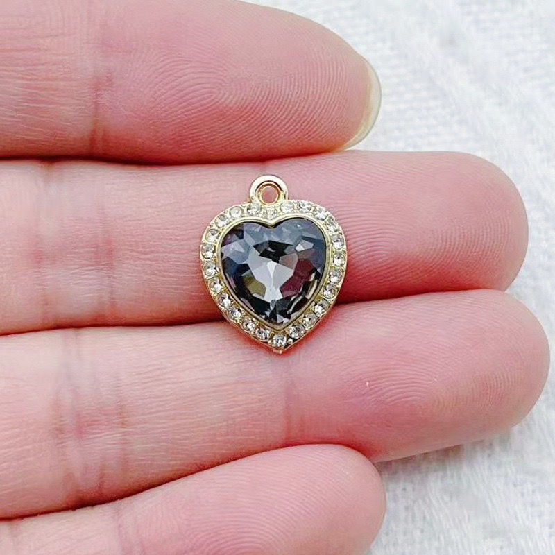 10pcs heart-shaped inlaid colo - Drop Earrings のレビューと価格