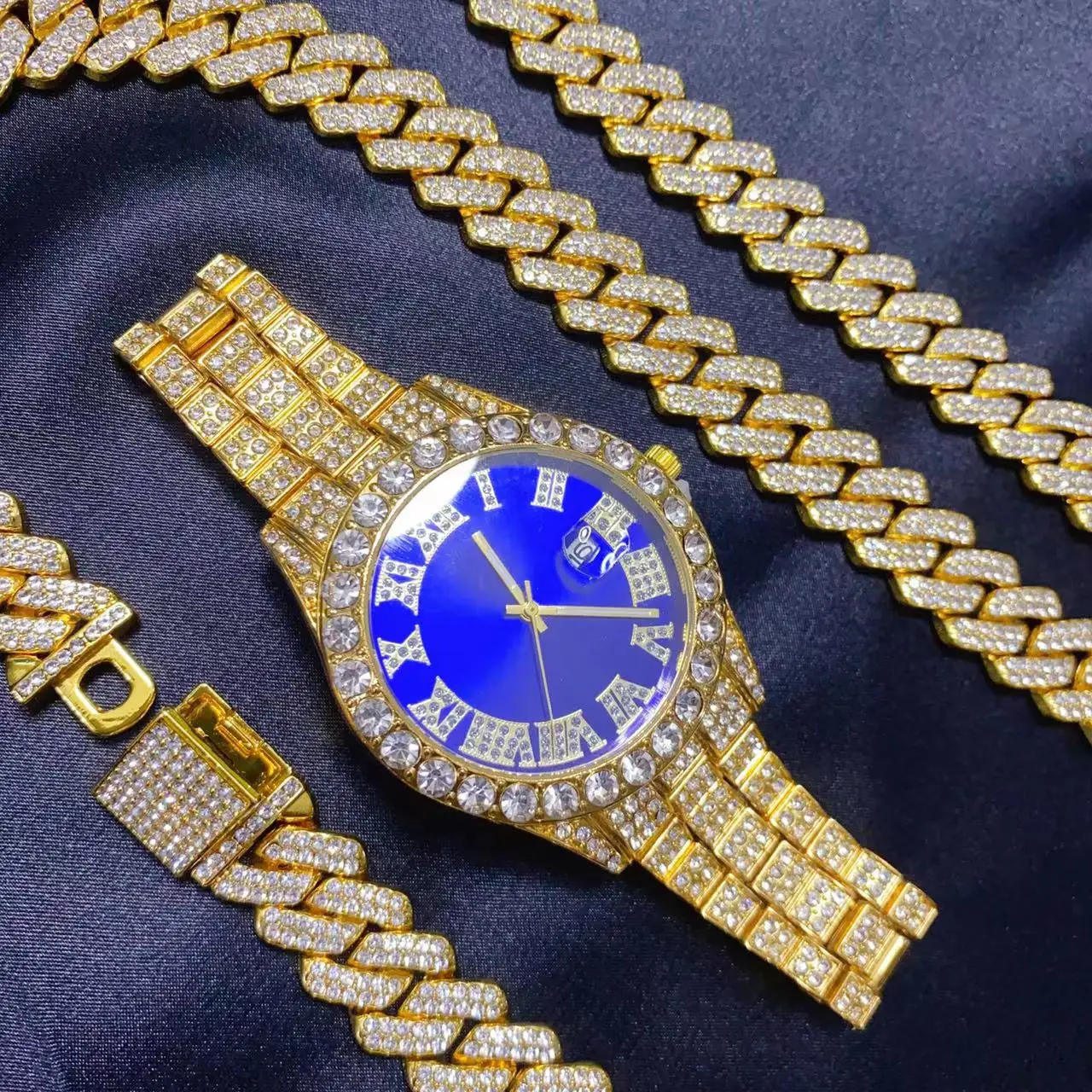 3PCS Hip Hop Calendar Watch Ne - Icebox Jewelry Watches のレビューと価格