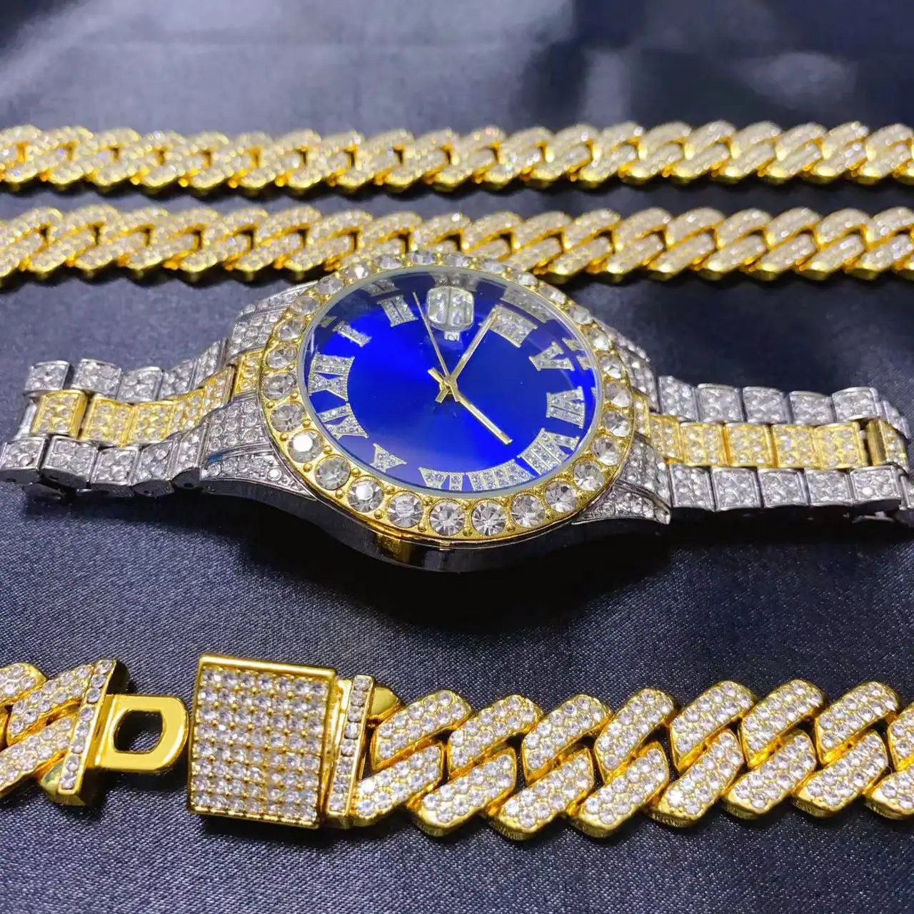 3PCS Hip Hop Calendar Watch Ne - Icebox Jewelry Watches のレビューと価格