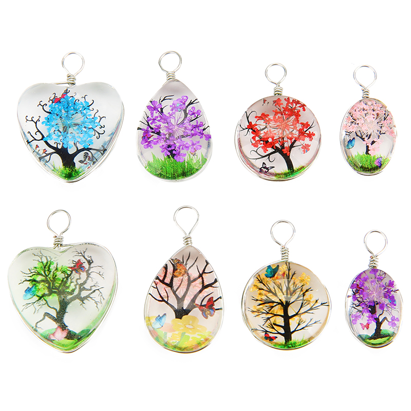 5pcs Colorful Tree Crystal Gla - Drop Earrings のレビューと価格