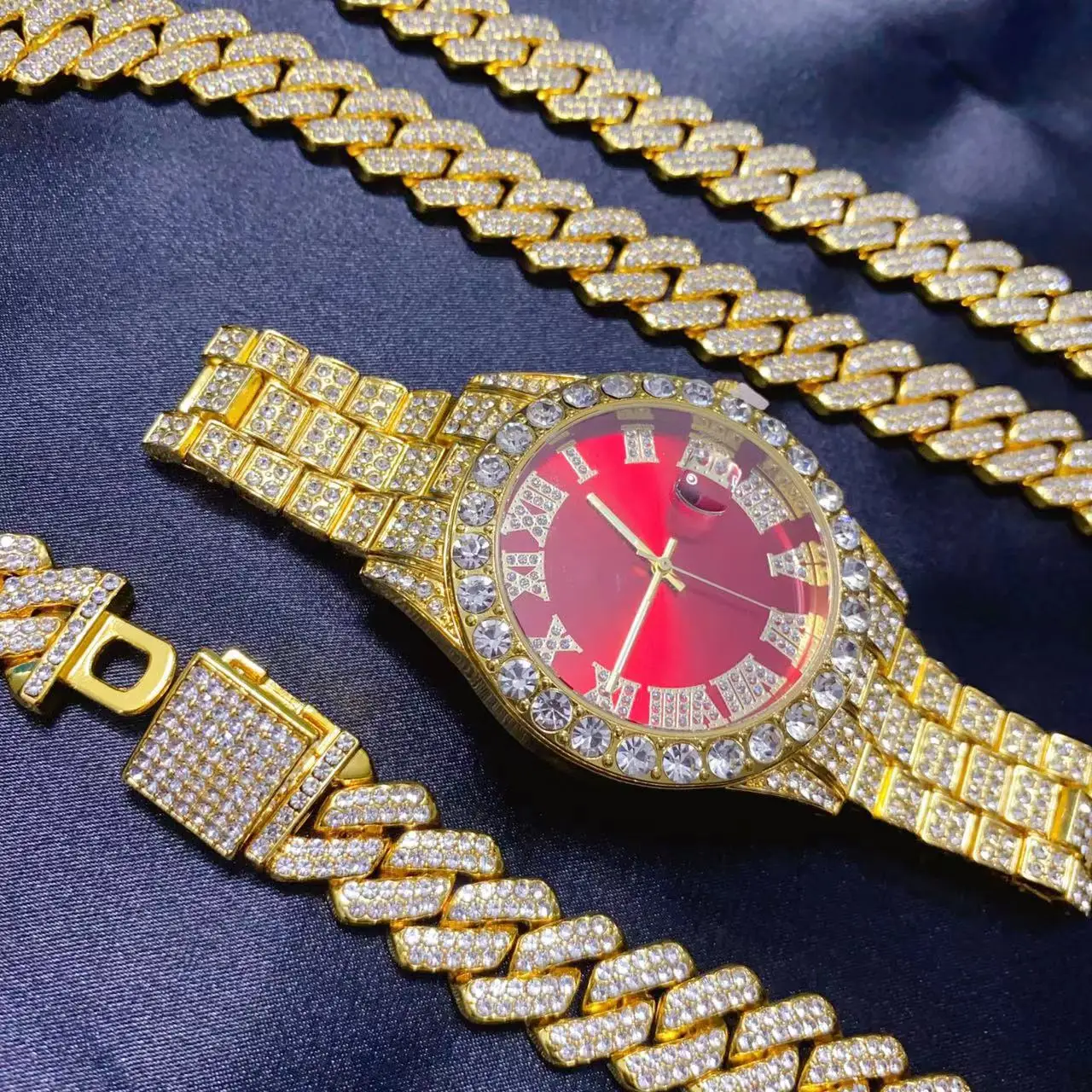 3PCS Hip Hop Calendar Luxury W - Icebox Jewelry Watches のレビューと価格