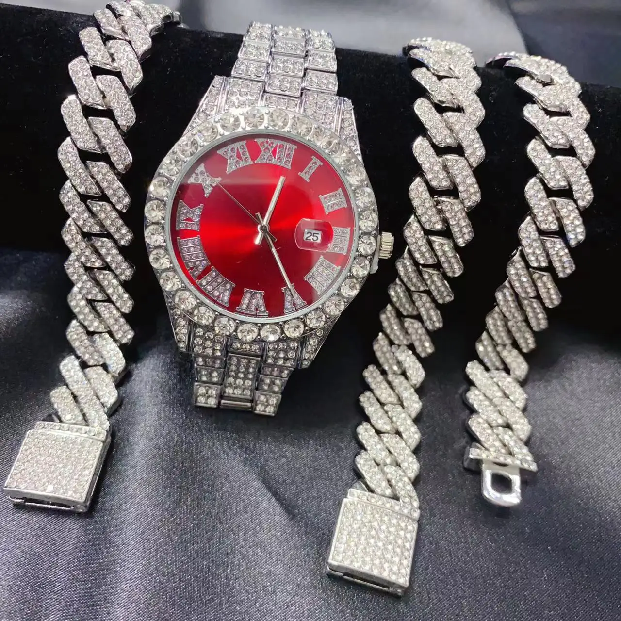 3PCS Hip Hop Calendar Luxury W - Icebox Jewelry Watches のレビューと価格